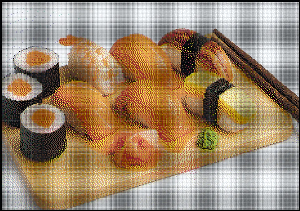 Bead pattern thumbnail of a sushi platter photo